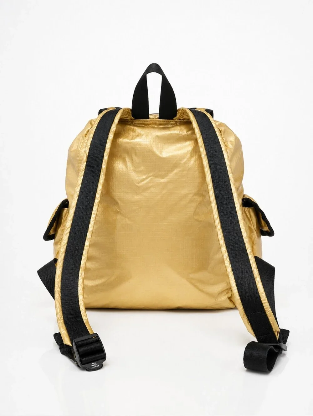 MARC JACOBS Metallic Gold Ripstop BACKPACK Black Trim